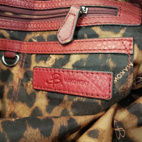 B Makowsky Red Soft Leather Bag - Picture 4 of 8